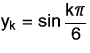 $\displaystyle y_{k}= \sin(k\pi/6)$