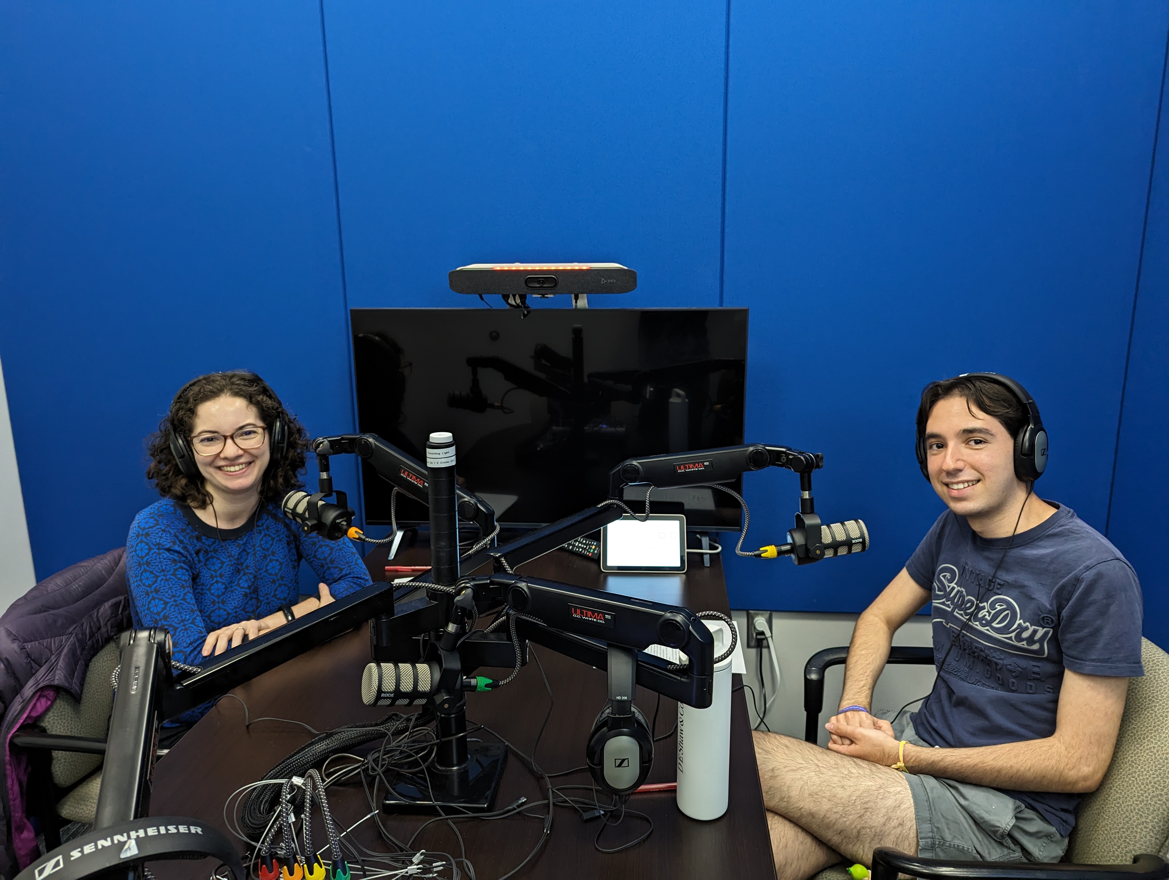 Photo from Trinity podcast recording with research student Daniel Block